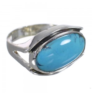 Turquoise Southwestern Authentic Sterling Silver Ring Size 6-1/4 QX83755