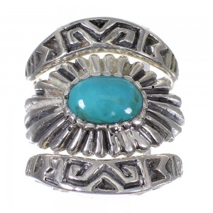 Stackable Turquoise Southwest Silver Ring Set Size 5-3/4 QX83886