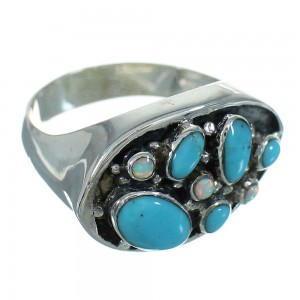 Turquoise And Opal Sterling Silver Ring Size 6-3/4 UX84166