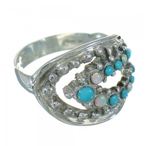 Genuine Sterling Silver Turquoise Opal Southwestern Ring Size 6-1/4 UX84317