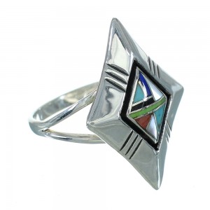 Southwestern Multicolor And Sterling Silver Ring Size 8-1/2 YX83383