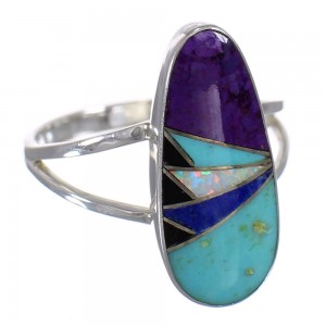 Multicolor Genuine Sterling Silver Southwest Ring Size 5-3/4 QX84789