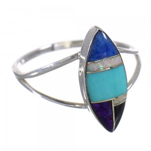 Genuine Sterling Silver Southwest Multicolor Ring Size 5-1/2 QX84805