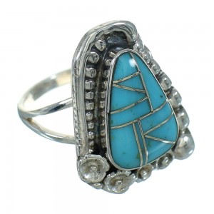 Genuine Sterling Silver Southwest Turquoise Flower Ring Size 6-1/4 QX83598