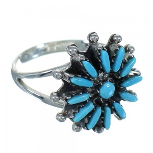 Silver Southwest Turquoise Needlepoint Ring Size 4-1/2 QX84722