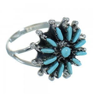 Southwestern Silver Turquoise Needlepoint Ring Size 5-1/4 QX84731