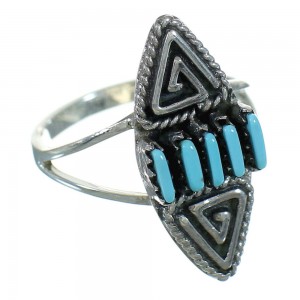 Turquoise Genuine Sterling Silver Southwest Needlepoint Water Wave Ring Size 5-1/2 QX84767