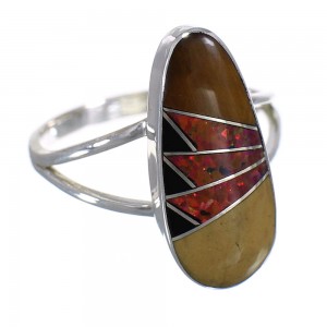 Authentic Stering Silver Multicolor Inlay Southwest Ring Size 5 RX84078