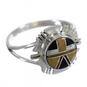 Authentic Sterling Silver Multicolor Inlay Ring Size 5-1/4 RX84198