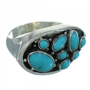 Turquoise Southwestern Sterling Silver Ring Size 8 QX84663