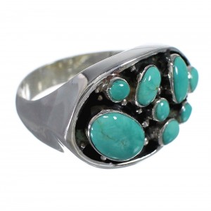 Turquoise And Silver Southwestern Ring Size 8 YX84492
