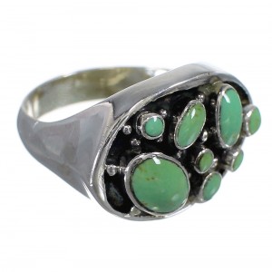 Southwest Turquoise Genuine Sterling Silver Ring Size 6-3/4 YX84524