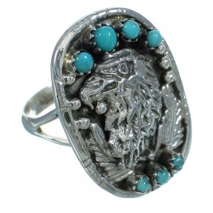 Turquoise And Authentic Sterling Silver Eagle Ring Size 6 RX85651