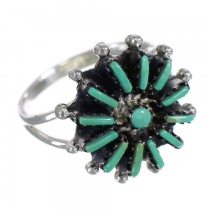 Southwest Silver Turquoise Needlepoint Ring Size 4-1/2 QX84975