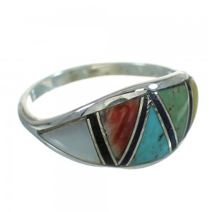 Southwestern Multicolor Silver Ring Size 5-3/4 QX85658