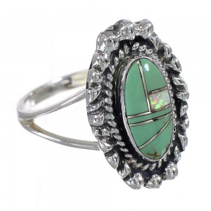 Sterling Silver Southwest Turquoise Opal Inlay Ring Size 6-3/4 QX85925