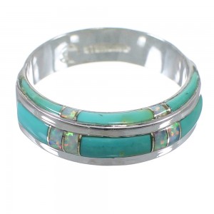 Silver Opal And Turquoise Southwestern Ring Size 6-1/4 AX87010