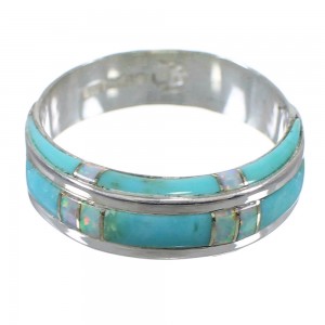 Opal And Turquoise Silver Jewelry Ring Size 5-1/4 AX87028