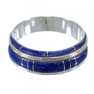 Lapis Inlay Authentic Sterling Silver Southwest Ring Size 5 AX87081