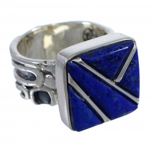 Genuine Sterling Silver Southwest Lapis Ring Size 6-3/4 AX92398