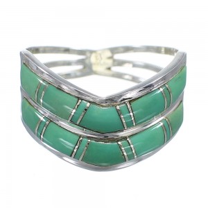Southwestern Turquoise Authentic Sterling Silver Ring Size 5-1/4 YX92579