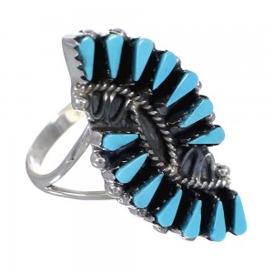 Southwest Silver Turquoise Needlepoint Ring Size 4-3/4 YX93144