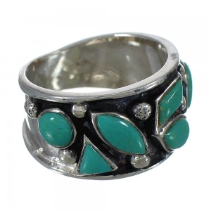 Genuine Sterling Silver Turquoise Southwestern Ring Size 6-1/2 FX91288