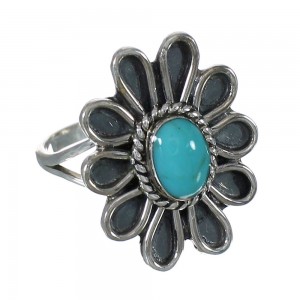 Genuine Sterling Silver And Turquoise Flower Ring Size 4-3/4 YX90439