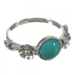 Genuine Sterling Silver Turquoise Flower Ring Size 6 FX91371