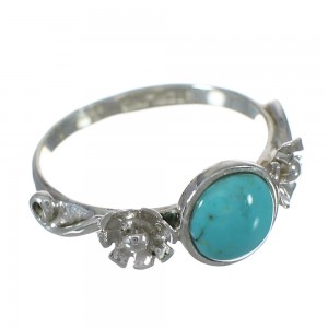 Sterling Silver Turquoise Flower Jewelry Ring Size 5-1/2 FX91381