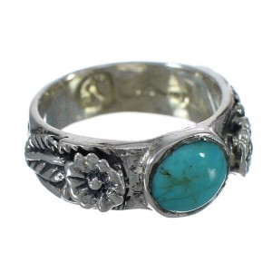 Flower Authentic Sterling Silver Turquoise Southwest Ring Size 7-1/2 YX90514