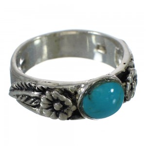 Flower Turquoise And Sterling Silver Southwest Ring Size 8-1/4 YX90650