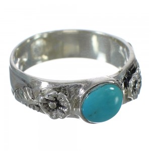 Southwestern Turquoise And Sterling Silver Flower Ring Size 8-3/4 YX90674