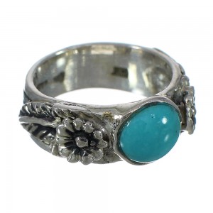 Southwest Genuine Sterling Silver Turquoise Flower Ring Size 6 YX90683