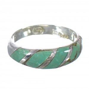 Turquoise Inlay Southwest Silver Ring Size 8-1/4 AX93148