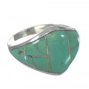 Authentic Sterling Silver Turquoise Inlay Ring Size 6-1/2 AX92827