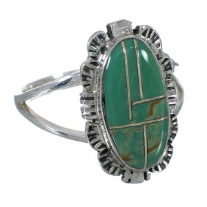 Turquoise Inlay Jewelry Silver Southwest Ring Size 8-1/2 AX92971