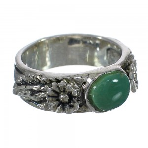 Southwest Turquoise Silver Flower Ring Size 5-3/4 YX91632