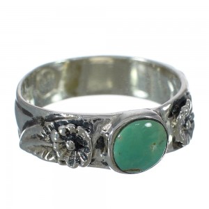 Southwest Turquoise Genuine Sterling Silver Flower Ring Size 7-3/4 YX91676