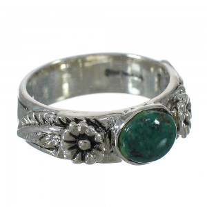 Southwest Turquoise Authentic Sterling Silver Flower Ring Size 5 YX91678