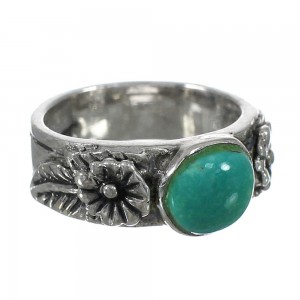 Authentic Sterling Silver And Turquoise Southwestern Flower Ring Size 7 YX91720