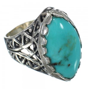 Genuine Sterling Silver Turquoise Ring Size 8-3/4 FX93391