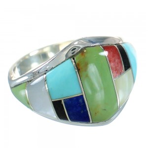 Multicolor Sterling Silver Southwest Ring Size 6-1/2 AX87790