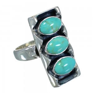 Silver And Turquoise Southwestern Ring Size 5-1/4 FX90393