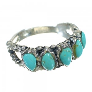 Sterling Silver Southwestern Turquoise Ring Size 6-3/4 FX90566