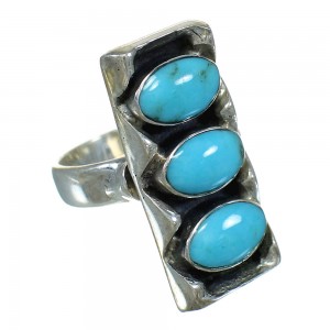 Turquoise Authentic Sterling Silver Jewelry Southwestern Ring Size 6-3/4 AX89285