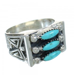 Turquoise Silver Southwest Water Wave Needlepoint Ring Size 4-3/4 AX89298