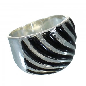 Southwestern Jet And Genuine Sterling Silver Ring Size 6-3/4 YX92301