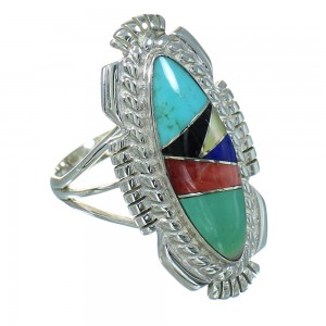 Multicolor Authentic Sterling Silver Jewelry Ring Size 7 RX86815