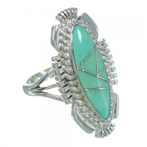 Sterling Silver Turquoise Inlay Southwestern Jewelry Ring Size 5-3/4 RX87018